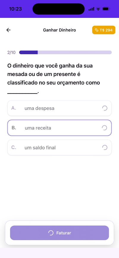 Tela do app: Feedback imediato