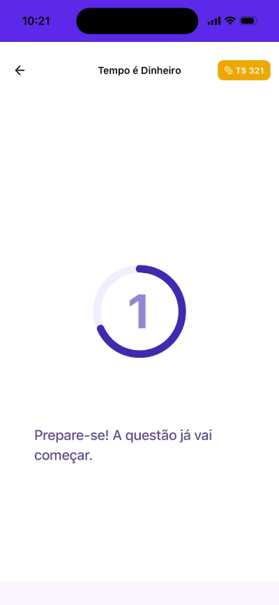 Tela do app: Tempo é dinheiro