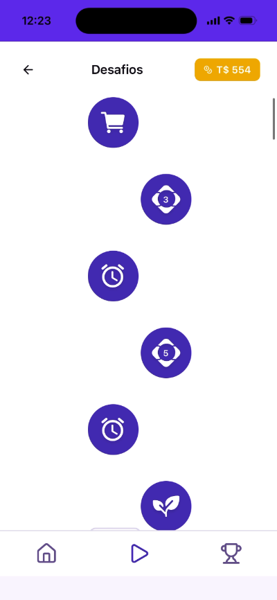 Tela do app: Trilha de fases